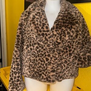 PINK By Victoria’s Secret Leopard Print Faux Fur Jacket NWT